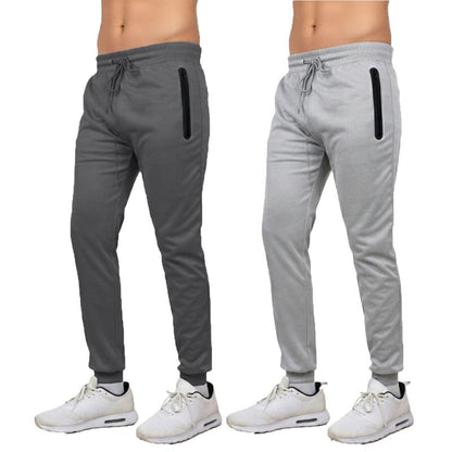Men'S Multi Pack Performance Tech Joggers Sweatpants with Heat Seal Zipper Side Pockets