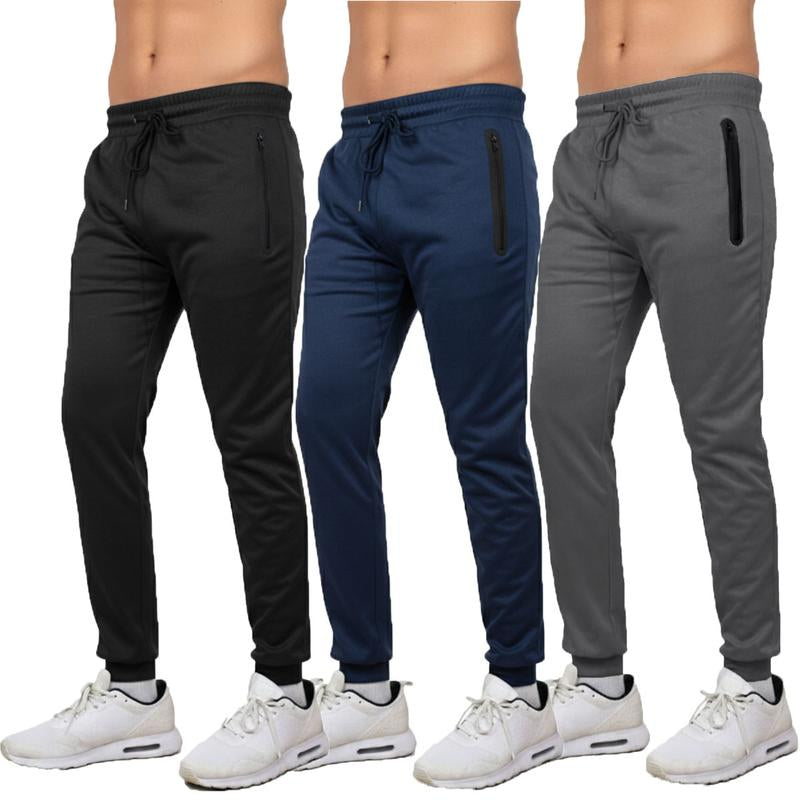 Men'S Multi Pack Performance Tech Joggers Sweatpants with Heat Seal Zipper Side Pockets