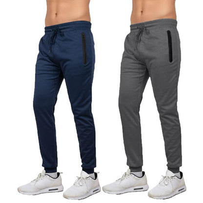 Men'S Multi Pack Performance Tech Joggers Sweatpants with Heat Seal Zipper Side Pockets